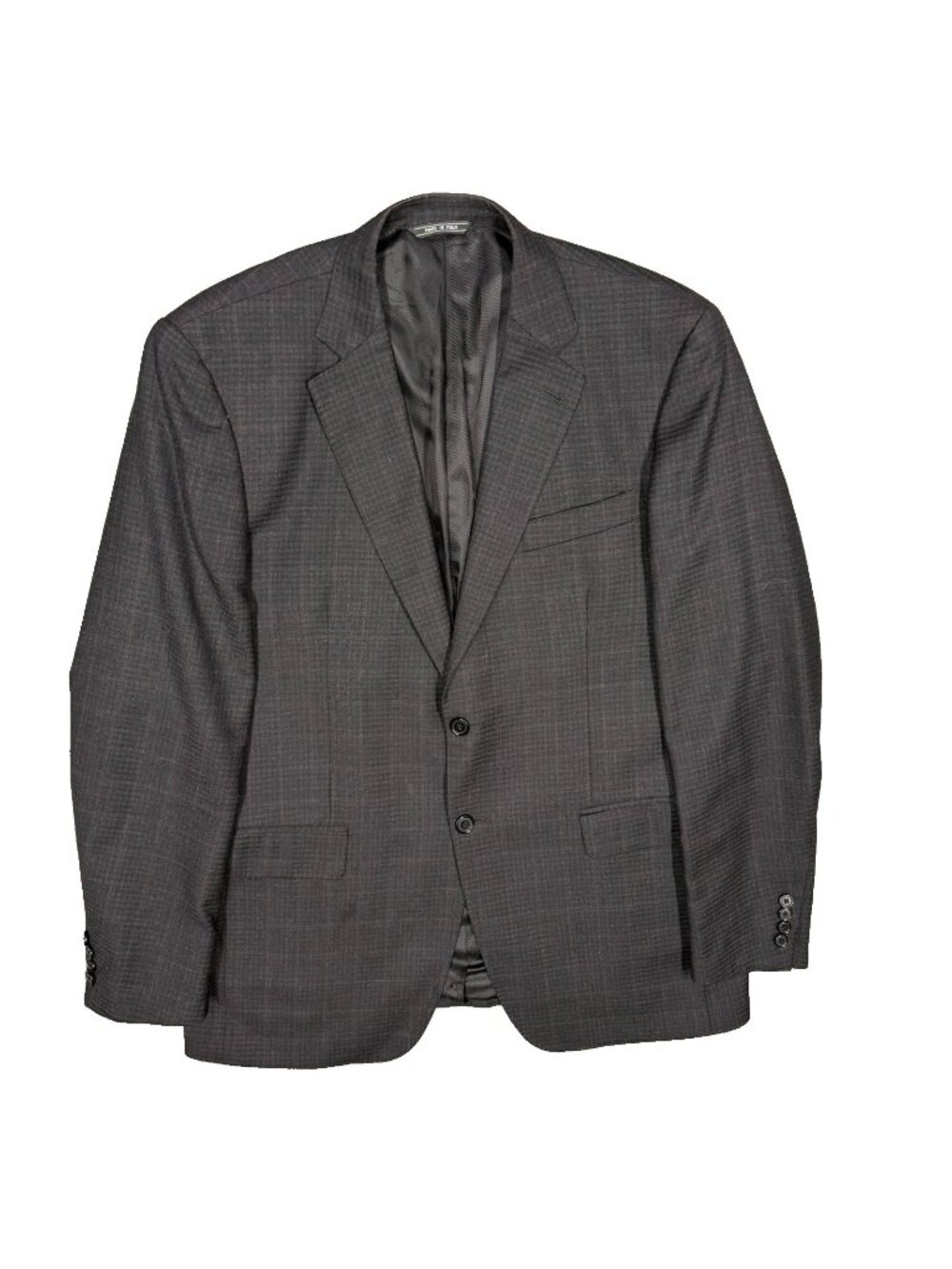 Zanetti Blazer Check Angelico Wool Sport Coat Charcoal Grey Italy 44L